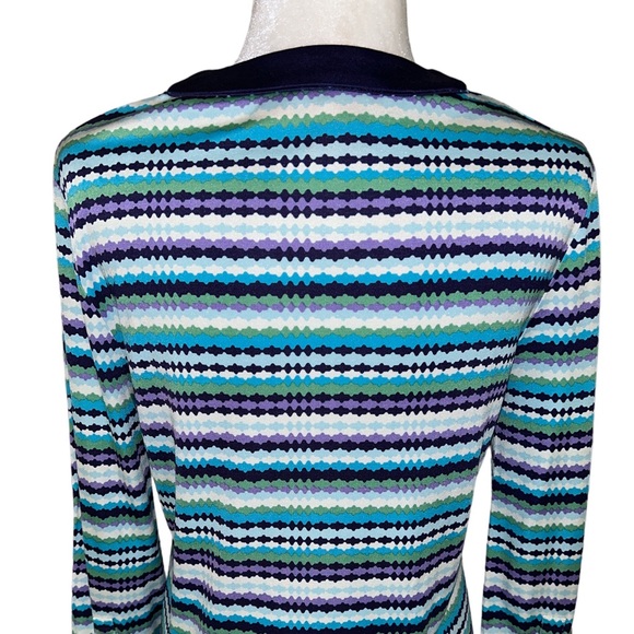 Tory Burch Silk Knit Blue Striped Tunic Mini Column Dress - M - Picture 7 of 11